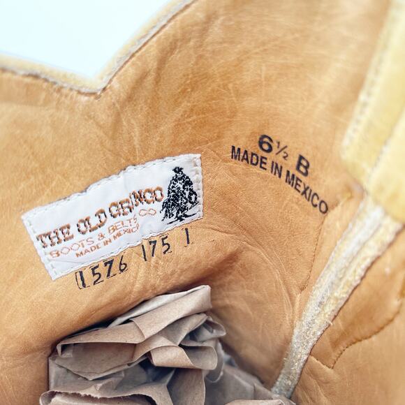 Vintage Old Gringo Yellow Tan Short Nevada Mid Calf Western Cowgirl Boot sz 6.5 - Picture 9 of 10